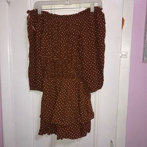PULL & BEAR Off the Shoulder Long Sleeve Romper